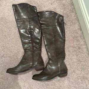 Leather knee high boots